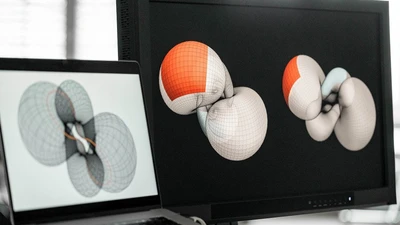 Die Ansicht auf einem Bildschirm zeigt, dass selbst bei geschlossenen, donutartigen Oberflächen lokale Messdaten nicht zwingend eine einzige globale Form festlegen.
