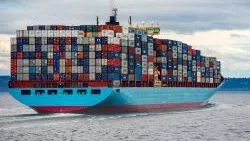 Cargo ship at sea