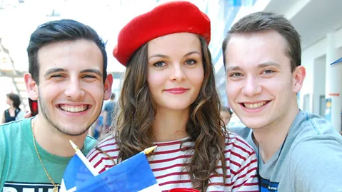 three students at International Day