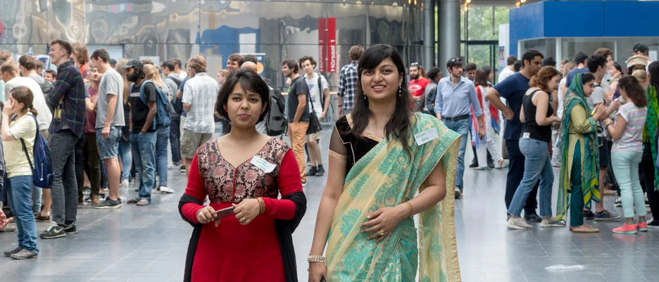 Two CIT students from India with traditional clothing